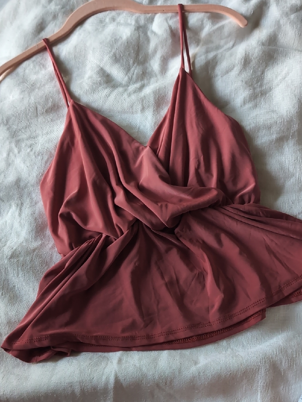 Sleek Rust Red Spaghetti Strap Cami Top